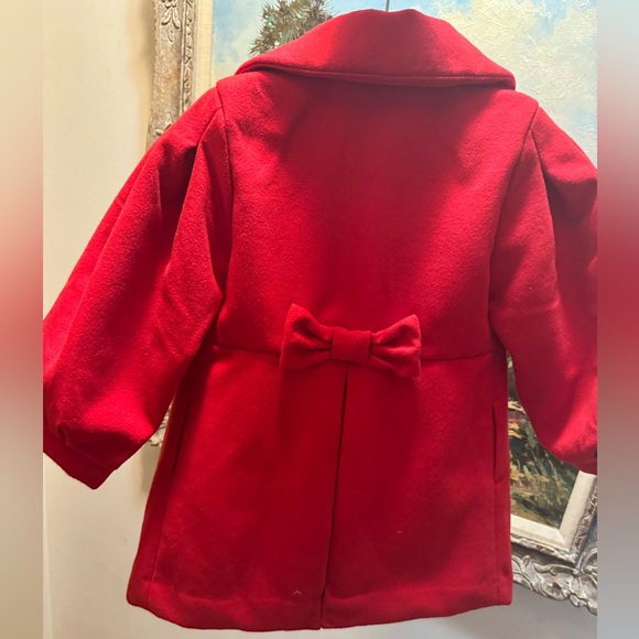 Janie and Jack Red Girl’s Coat (3-4) and Matching Hat (4-5) - Picture 3 of 9